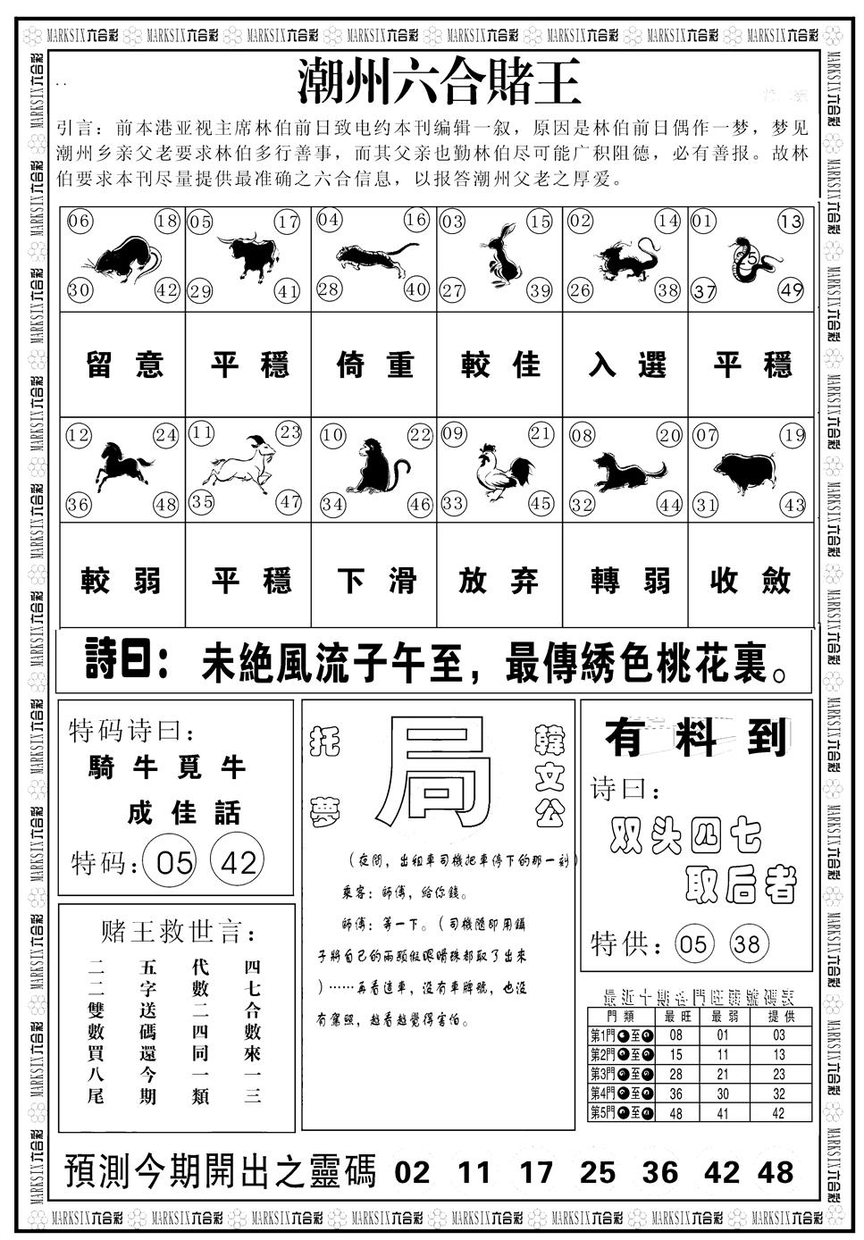 六合彩103期另版潮州六合赌王B(黑白)