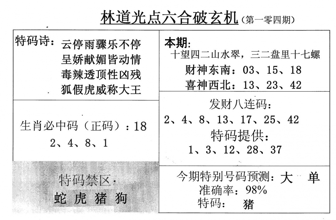 六合彩104期林道光(黑白)