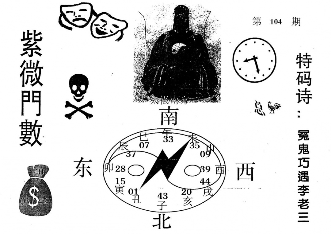 六合彩104期老版紫微门数(黑白)