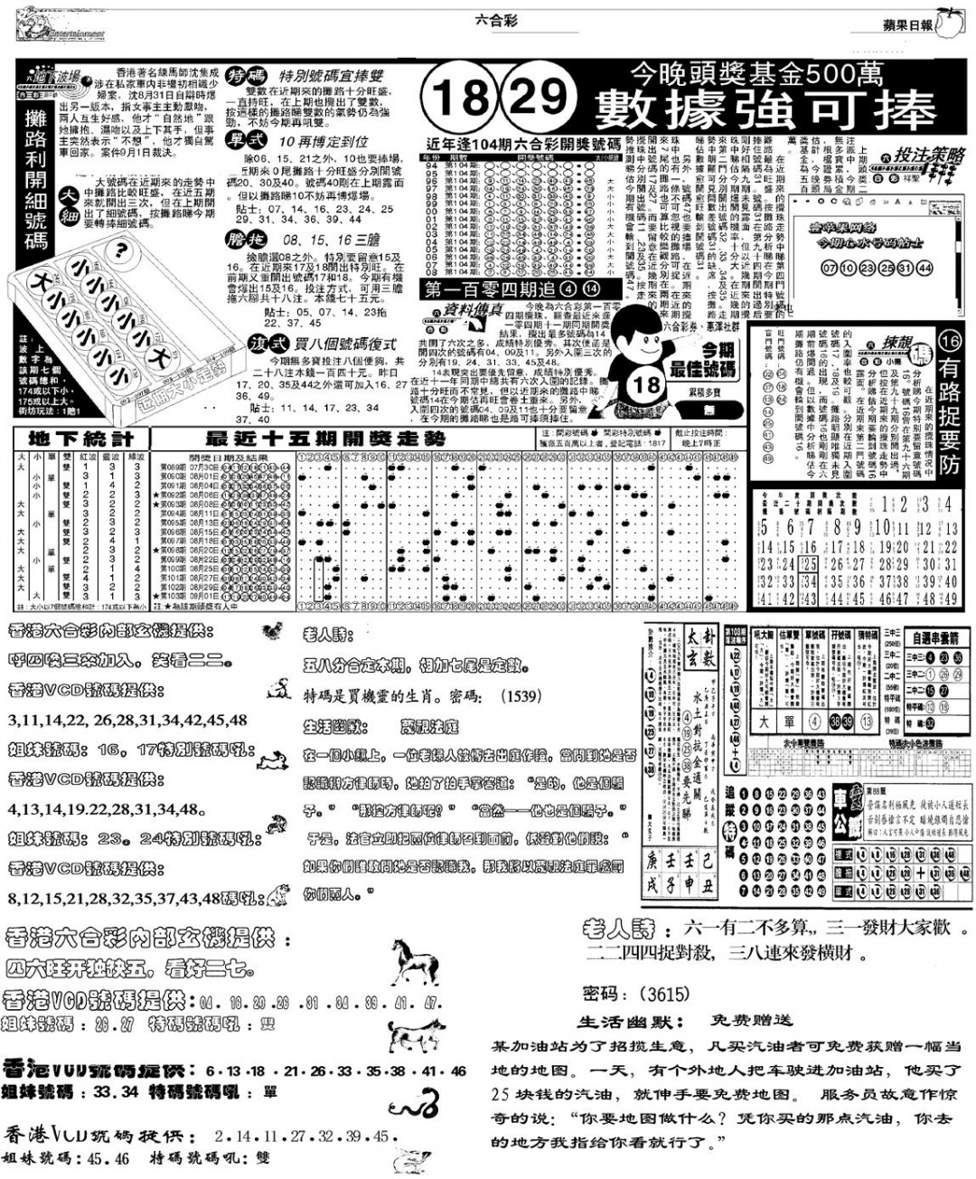 六合彩104期当日报-5(黑白)