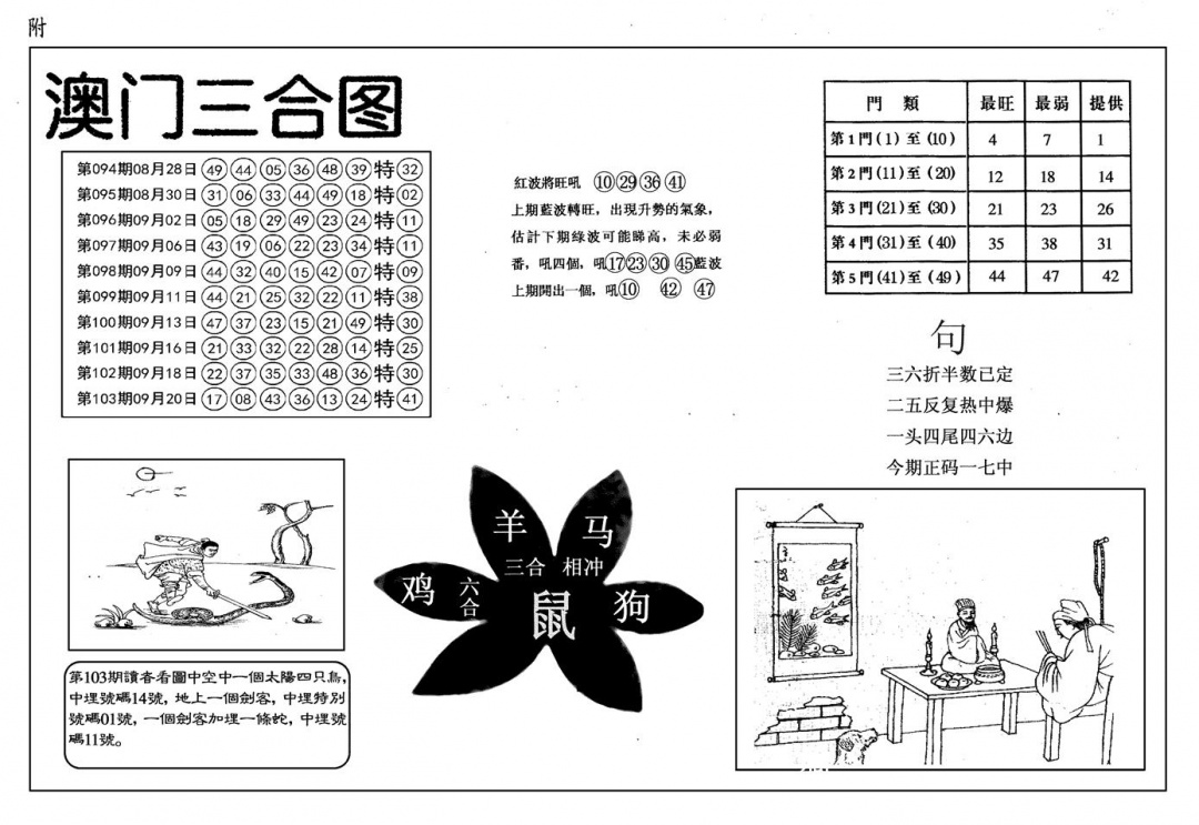 六合彩104期另澳门三合图(黑白)