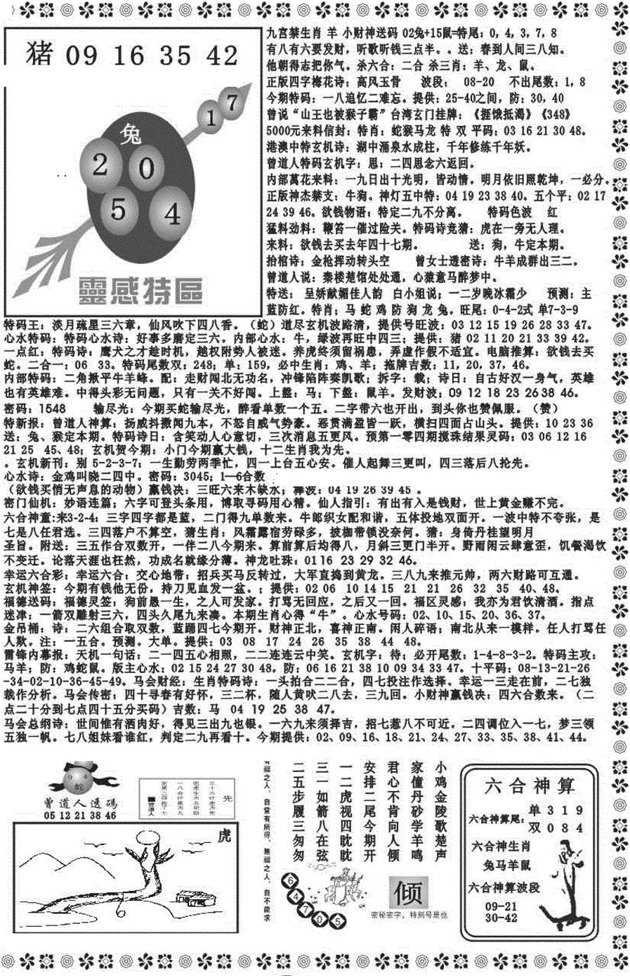 六合彩104期新彩霸王综合B(黑白)