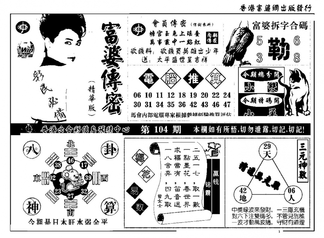 六合彩104期富婆传密(新料)(黑白)