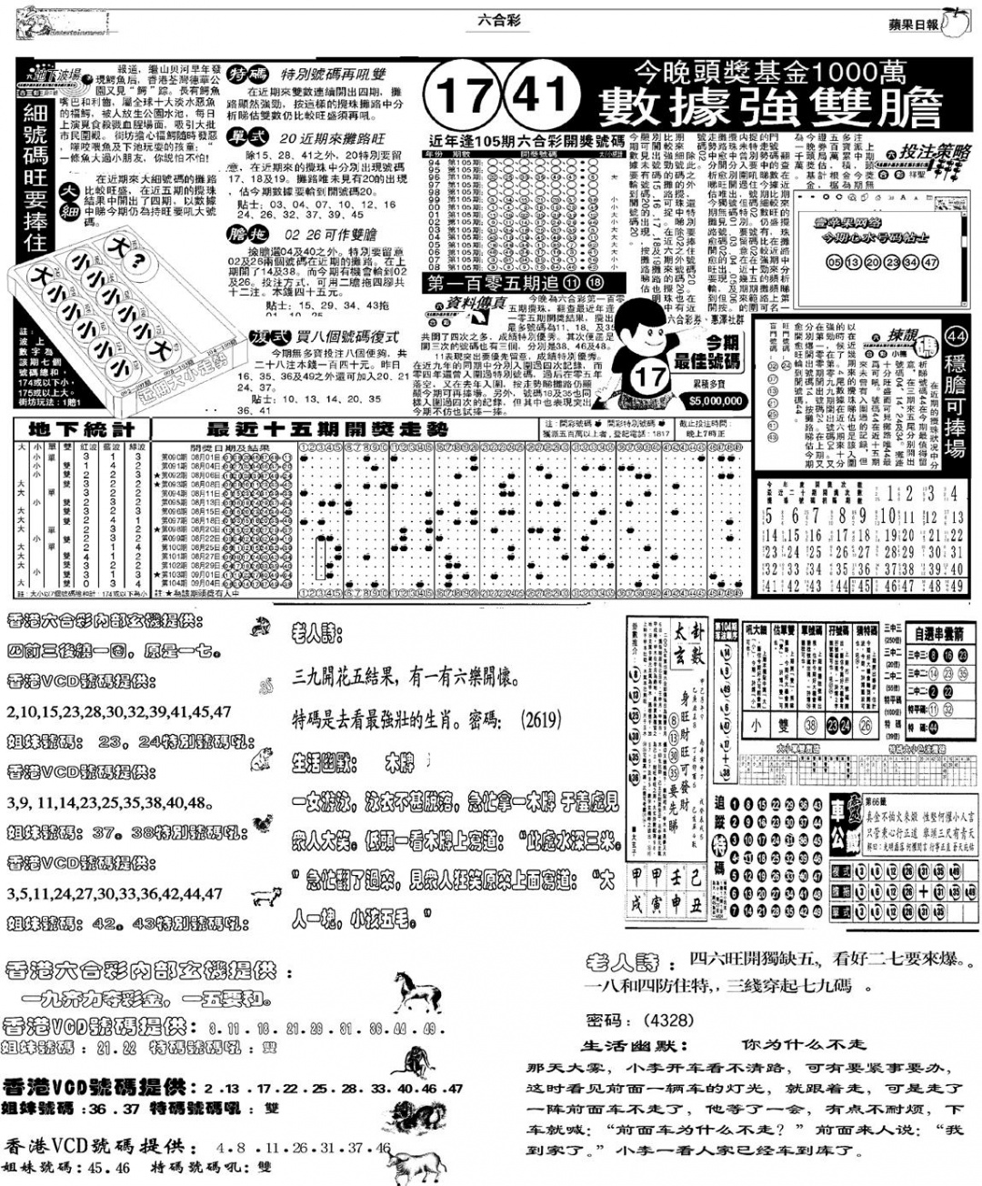六合彩105期当日报-5(黑白)