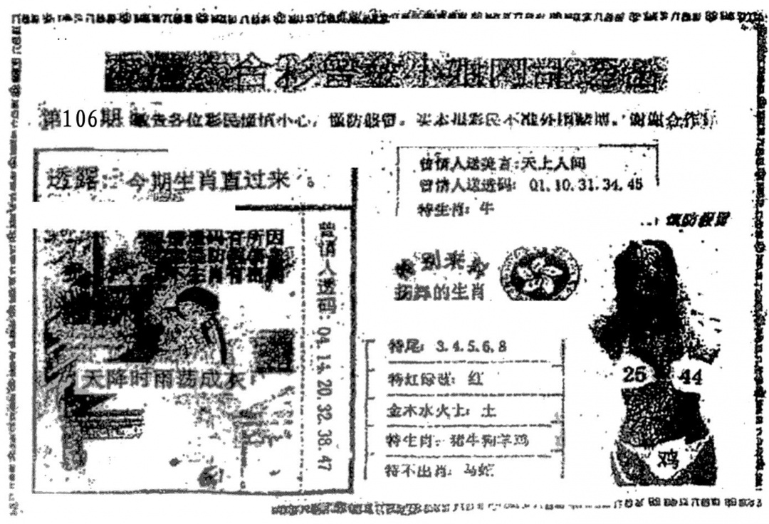 六合彩106期曾金小姐A(黑白)