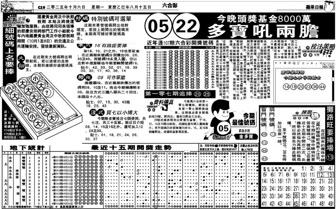 六合彩107期老版苹果日报(黑白)