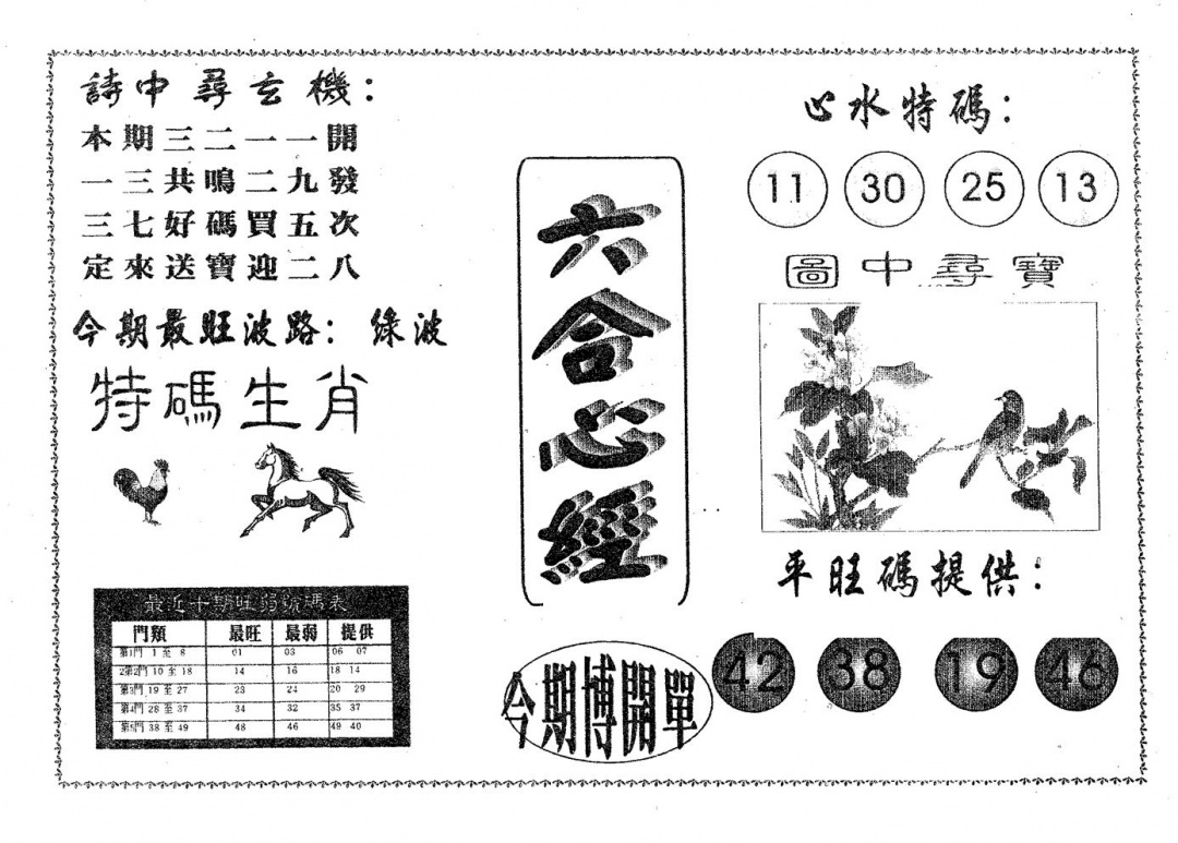 六合彩107期六合心经(黑白)