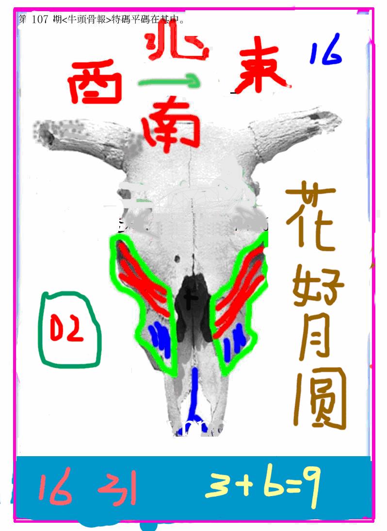 六合彩107期另牛头报(黑白)