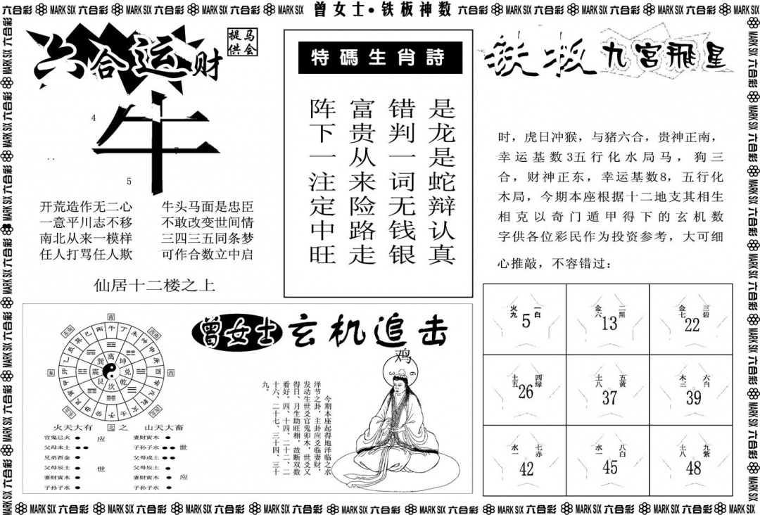 六合彩107期另版曾女士铁板B(黑白)