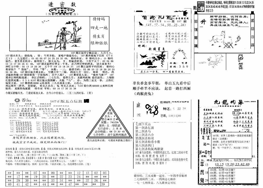 六合彩107期另新透密数B(新)(黑白)