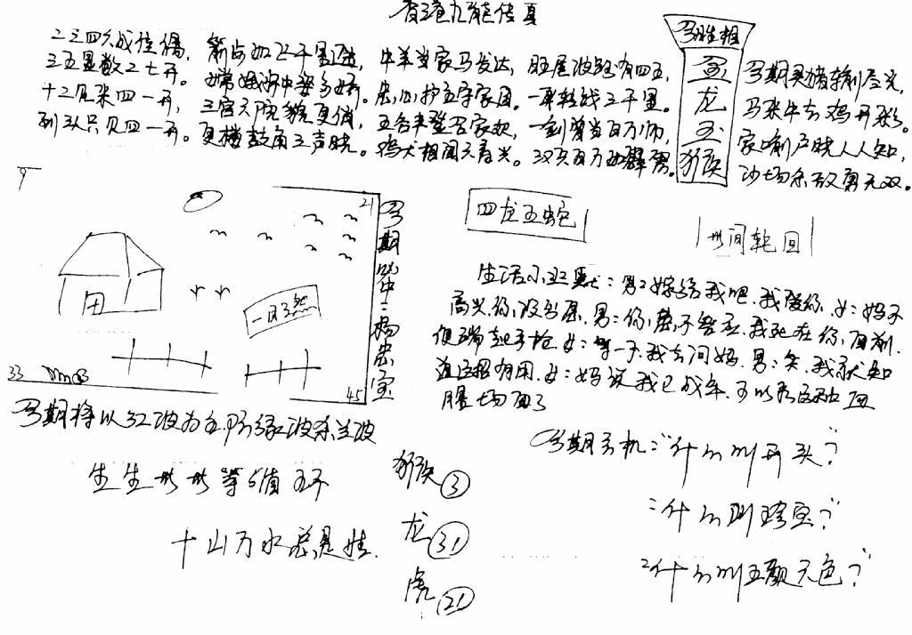 六合彩107期手写九龙内幕(早图)(黑白)