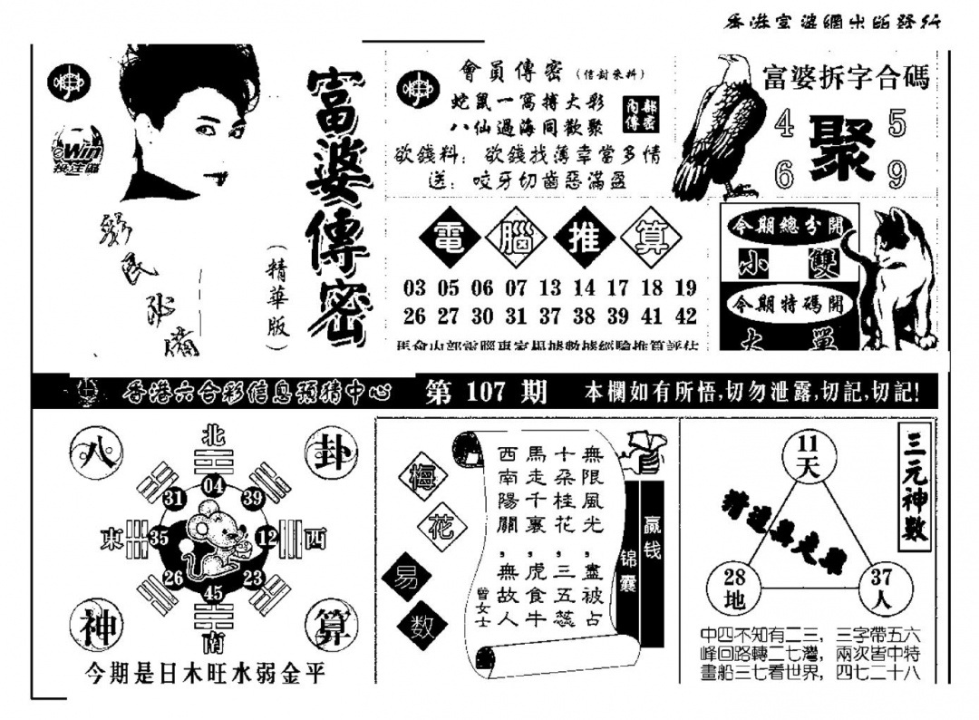 六合彩107期富婆传密(新料)(黑白)