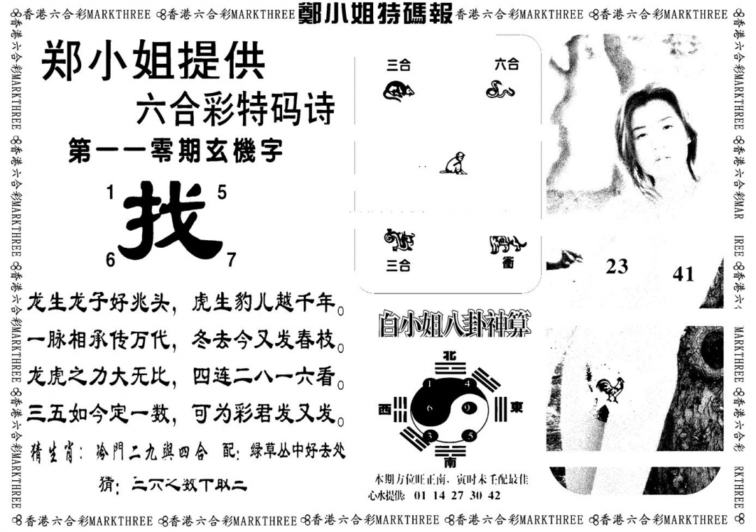 六合彩110期郑小姐特码报B(黑白)