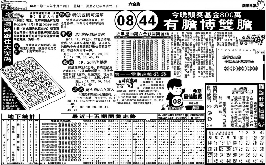 六合彩110期老版苹果日报(黑白)