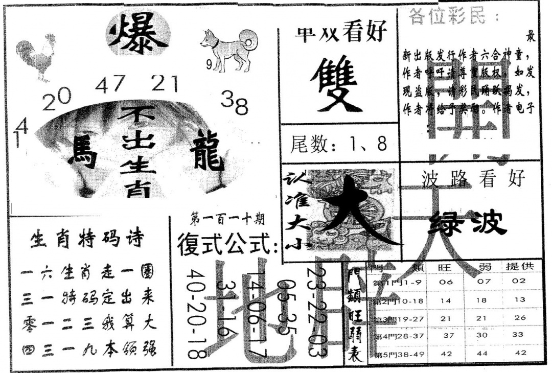 六合彩110期开天辟地(黑白)