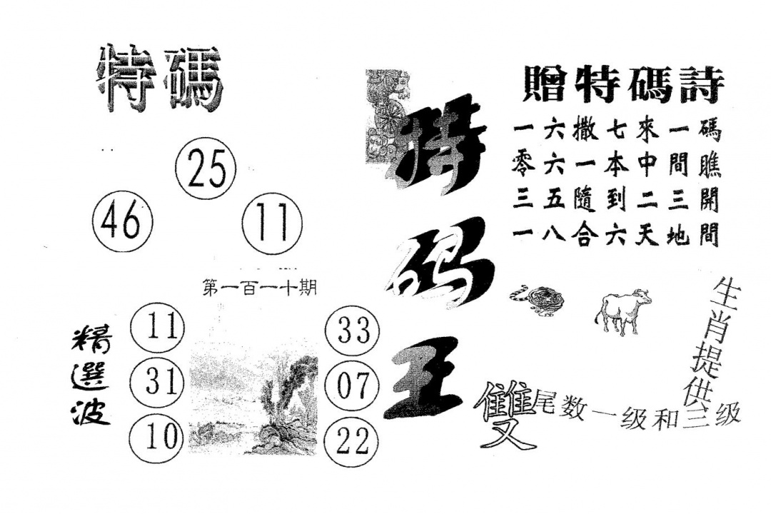 六合彩110期特码王B(黑白)