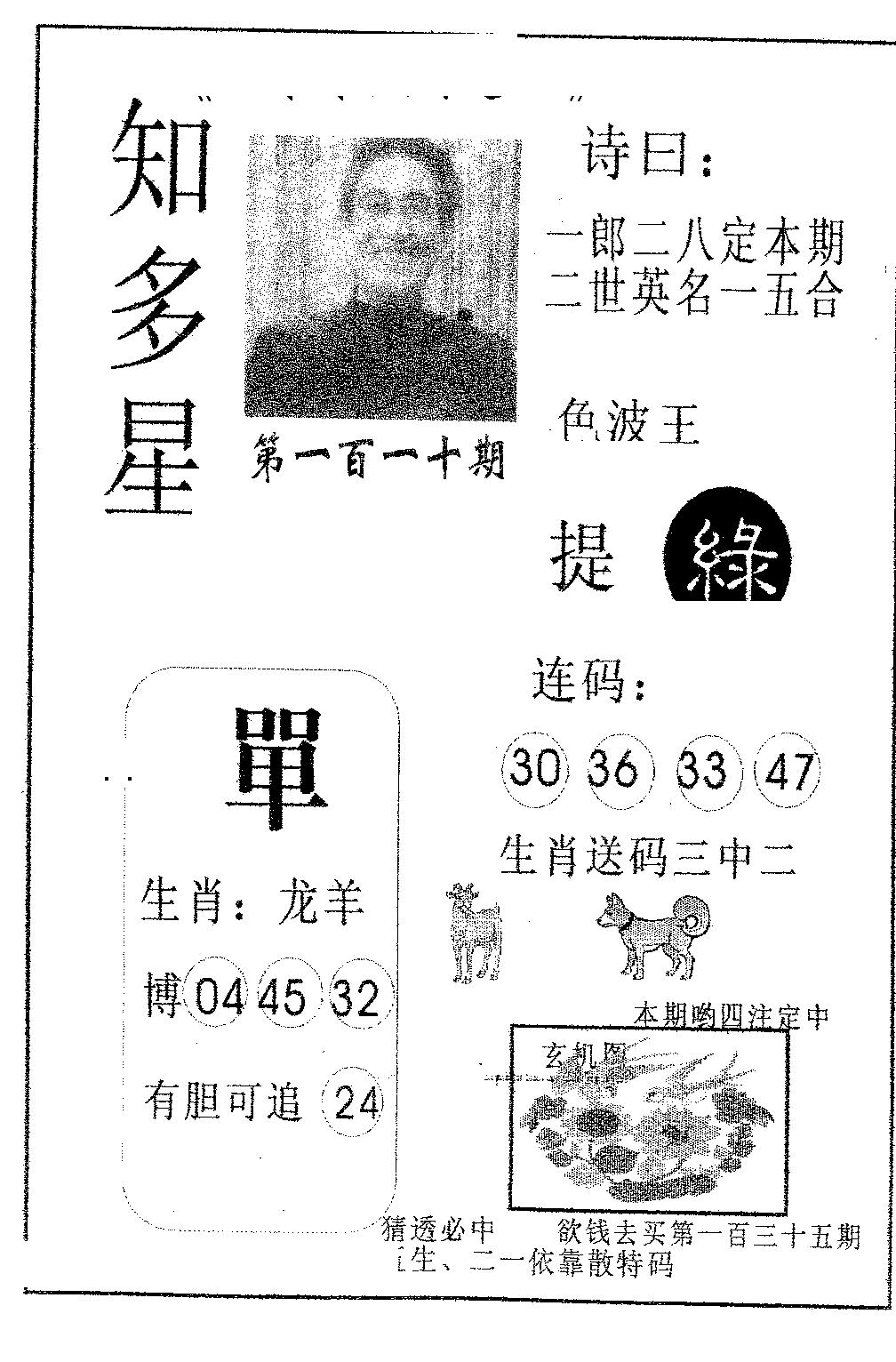 六合彩110期知多星(黑白)