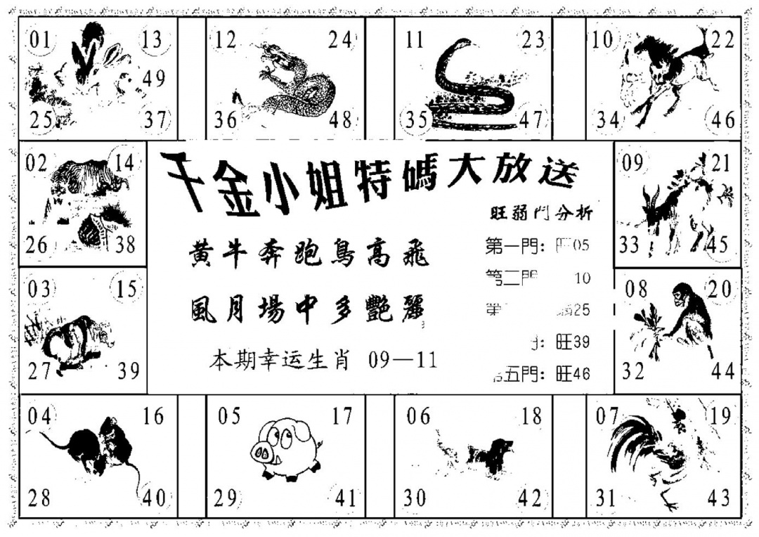 六合彩110期千金小姐B(新)(黑白)