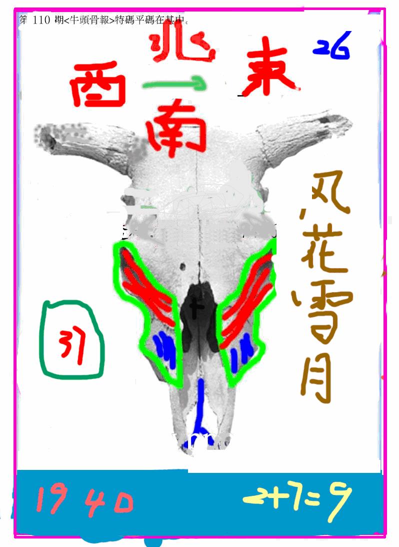 六合彩110期另牛头报(黑白)