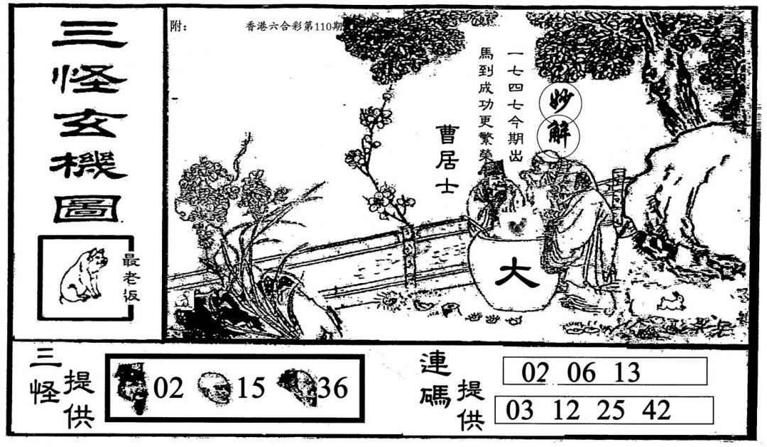 六合彩110期老三怪B(黑白)