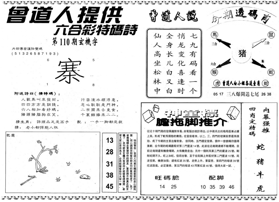 六合彩110期另内幕B(黑白)
