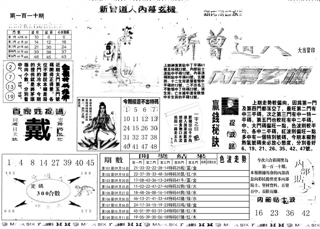 六合彩110期另新内幕A(黑白)