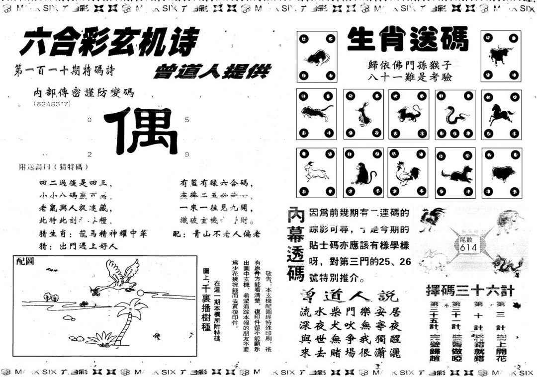 六合彩110期另新内幕B(黑白)