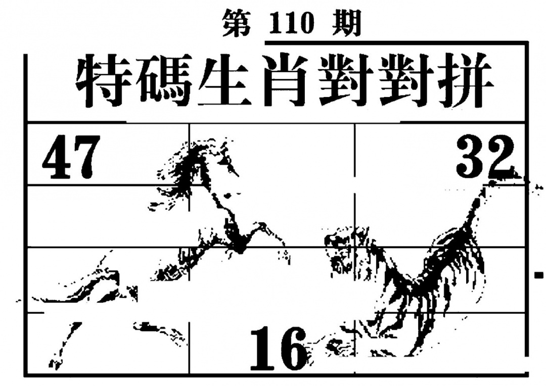 六合彩110期特码生肖对对拼(黑白)