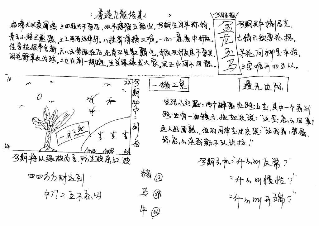 六合彩110期手写九龙内幕(早图)(黑白)