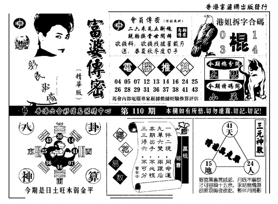六合彩110期富婆传密(新料)(黑白)