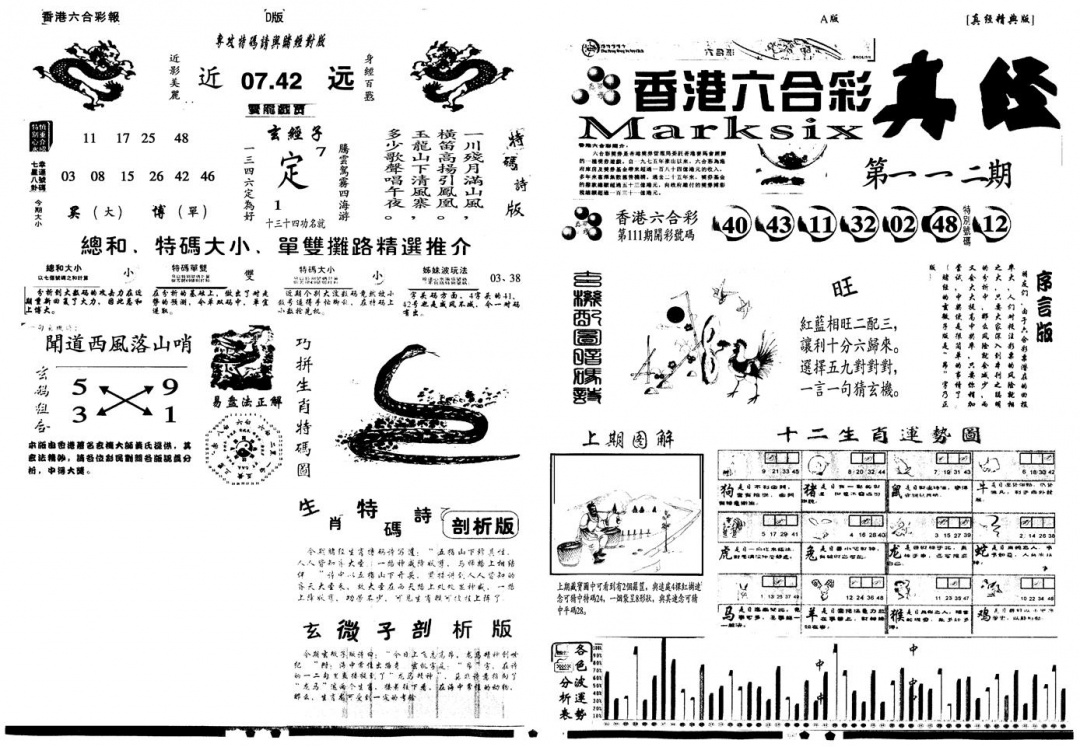 六合彩112期另真经A(黑白)