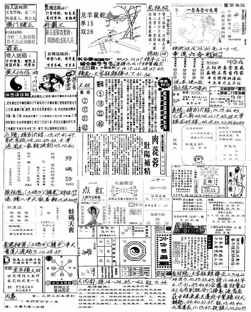 六合彩112期新版手写综合资料B(黑白)