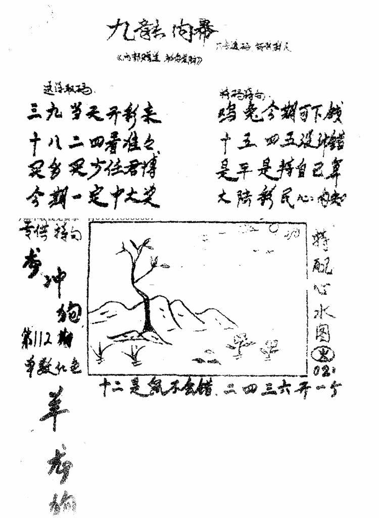 六合彩112期香港九龙传真3(手写版)(黑白)