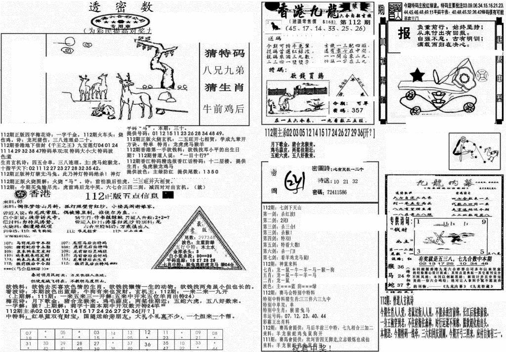 六合彩112期新透密数B(新)(黑白)