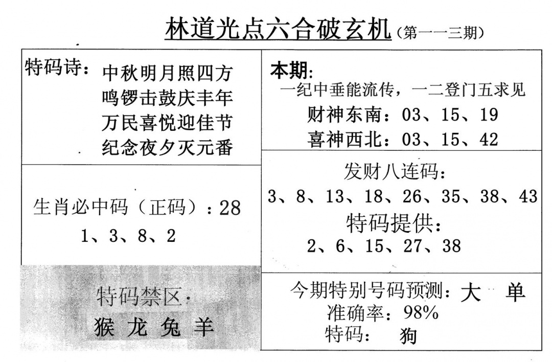 六合彩113期林道光(黑白)