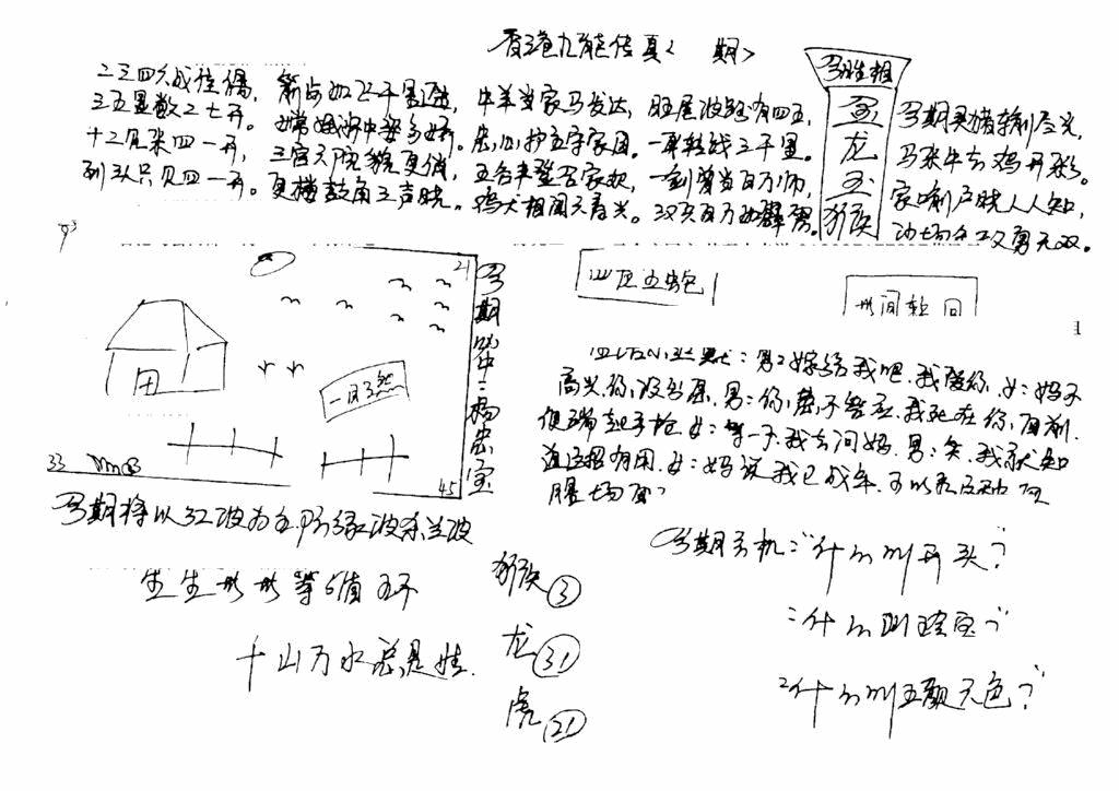 六合彩113期手写九龙内幕B(黑白)