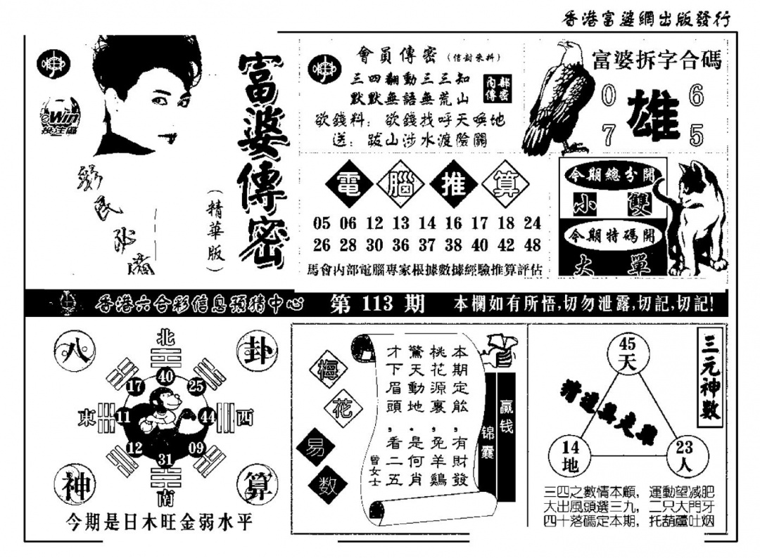 六合彩113期富婆传密(新料)(黑白)