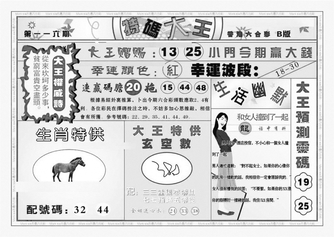 六合彩116期特码大王B（新图）(黑白)