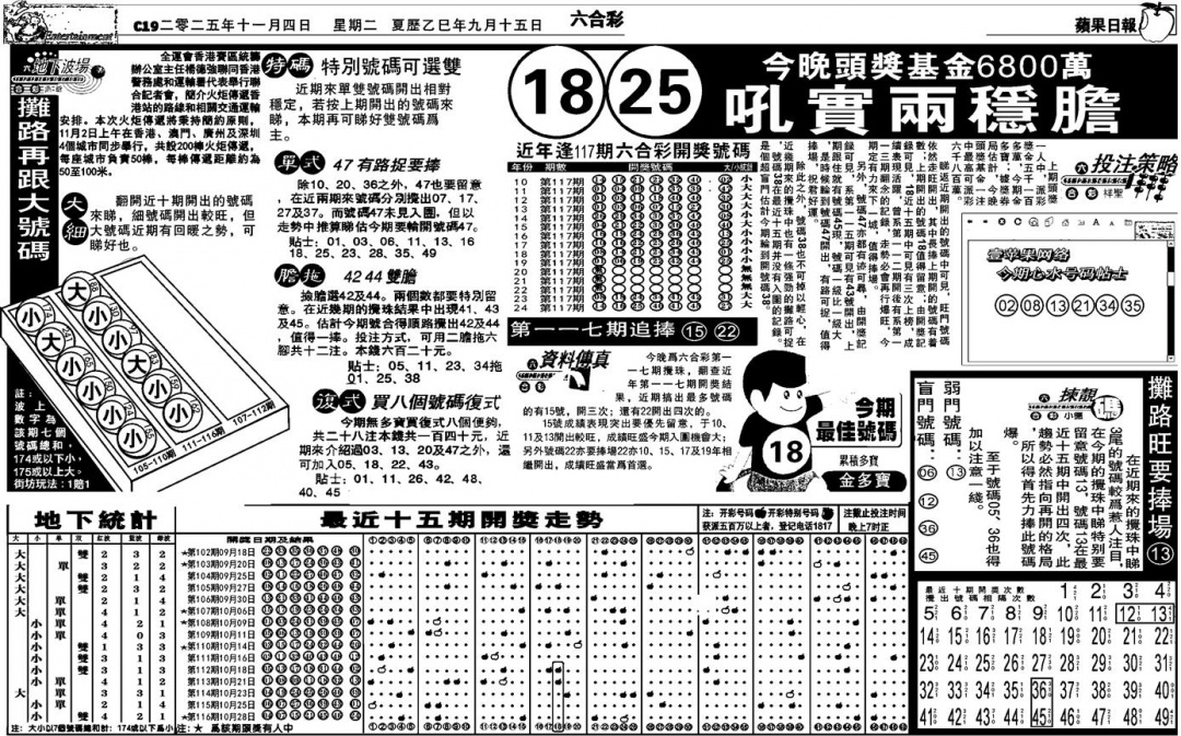 六合彩117期私作苹果报B(自决)(黑白)