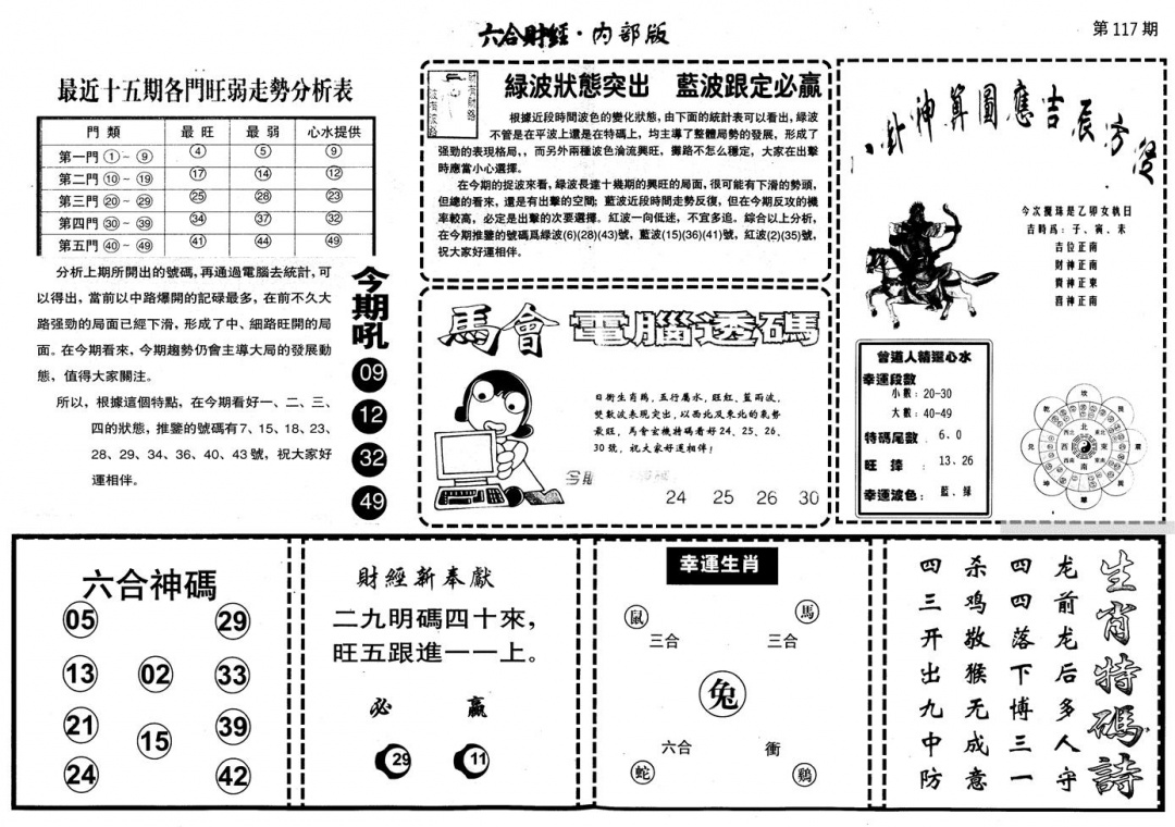 六合彩117期另版中财经B(黑白)