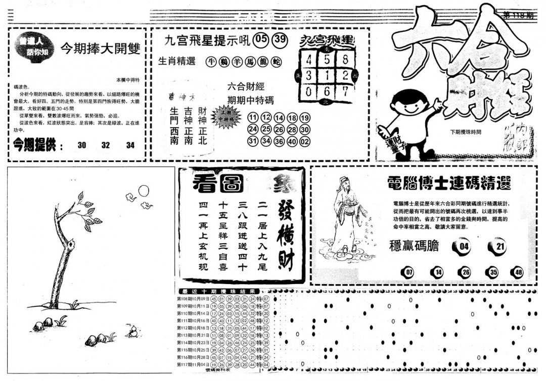 六合彩118期另版中财经A(黑白)