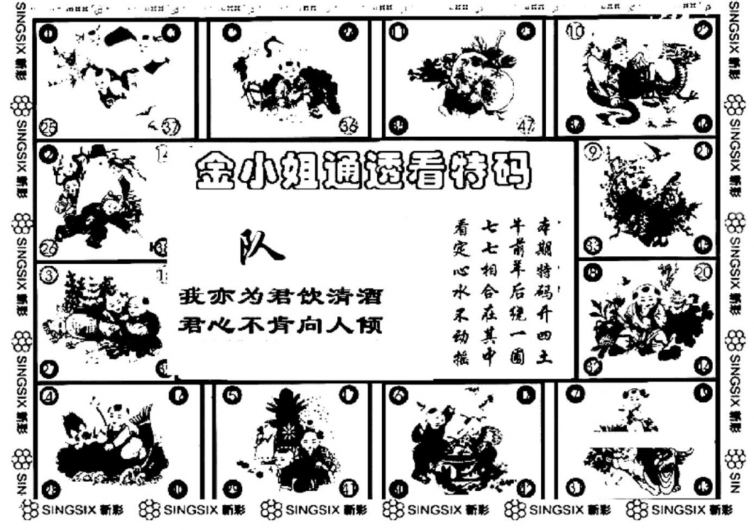 六合彩119期金小姐点醒B(黑白)