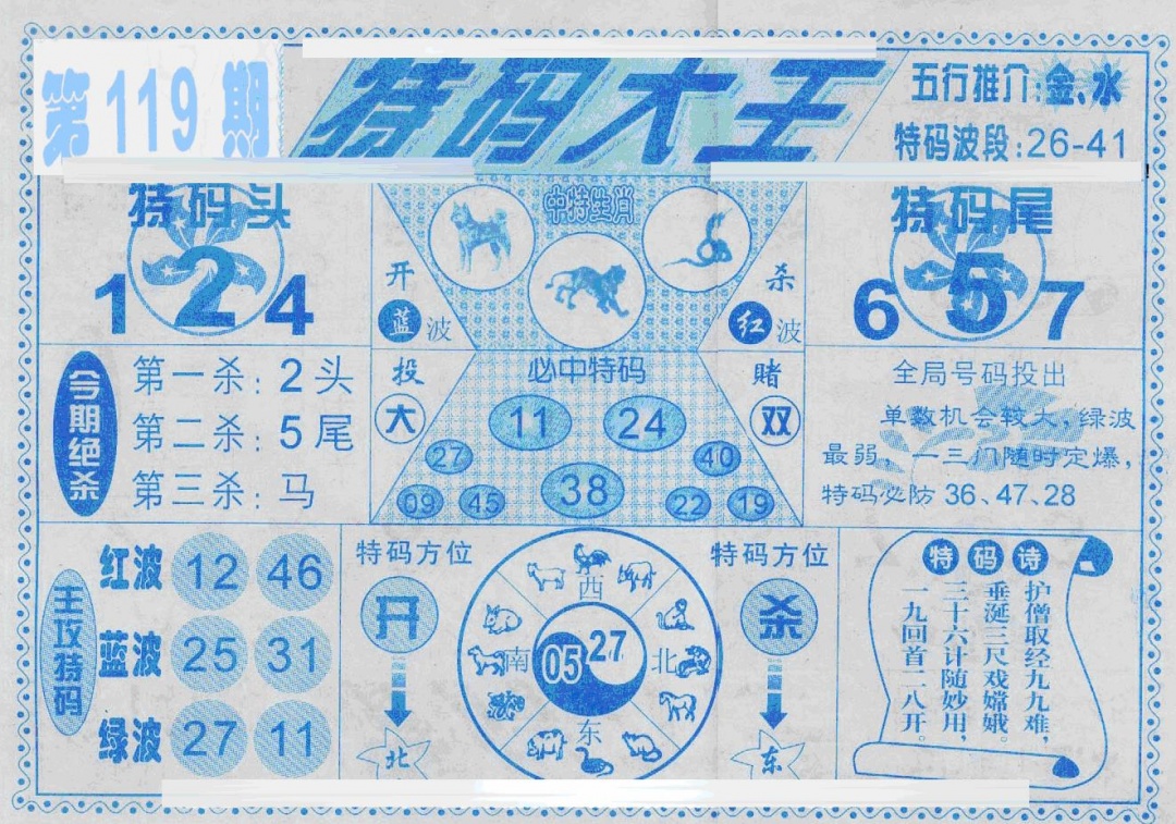 六合彩119期特码大王(新图)(黑白)