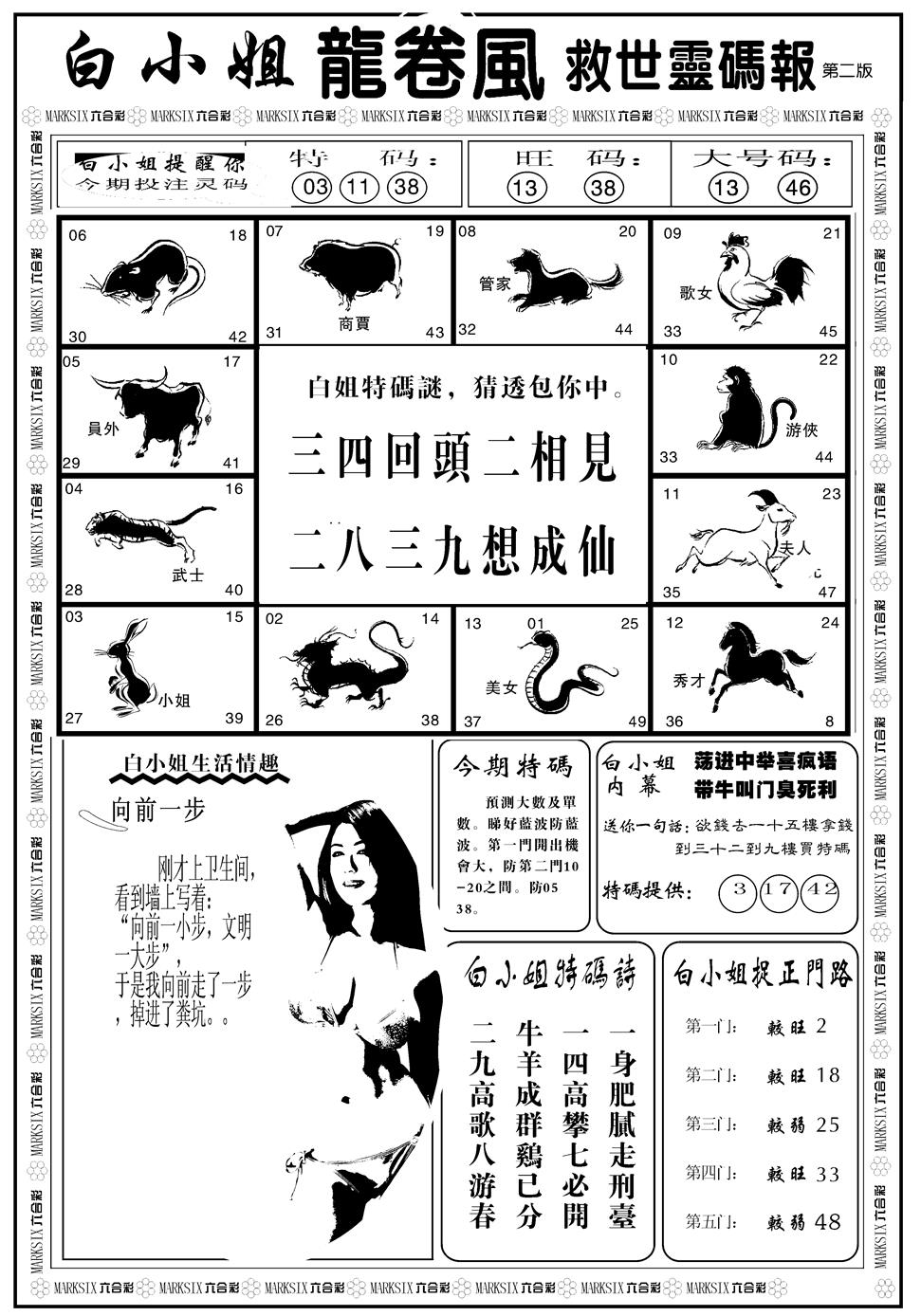 六合彩119期另版白姐龙卷风B(黑白)