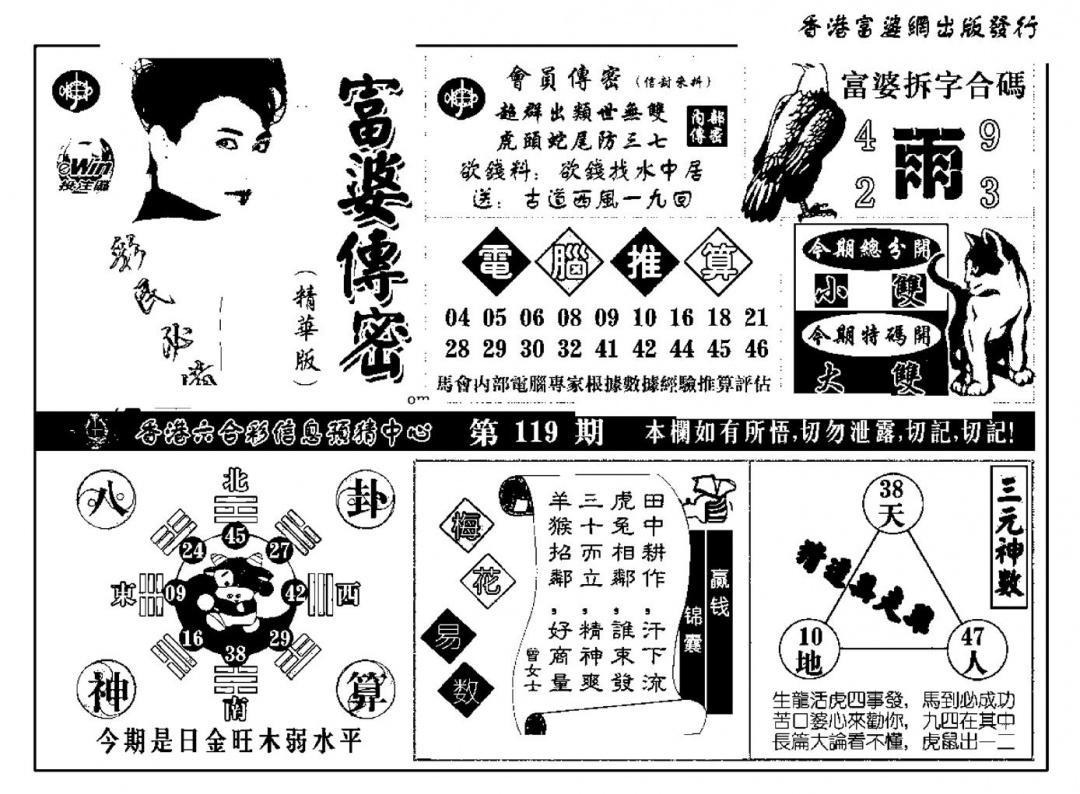 六合彩119期富婆传密(新料)(黑白)