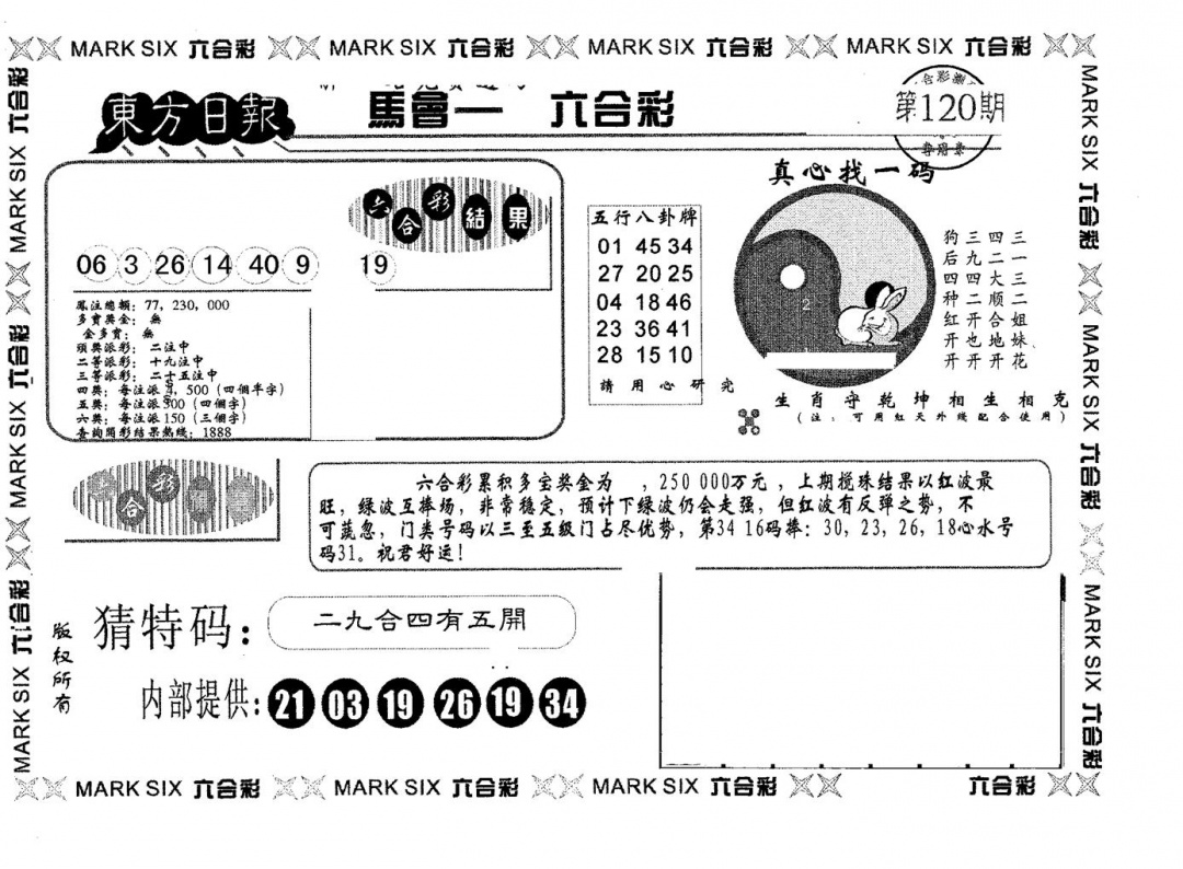 六合彩120期东方日报A(黑白)
