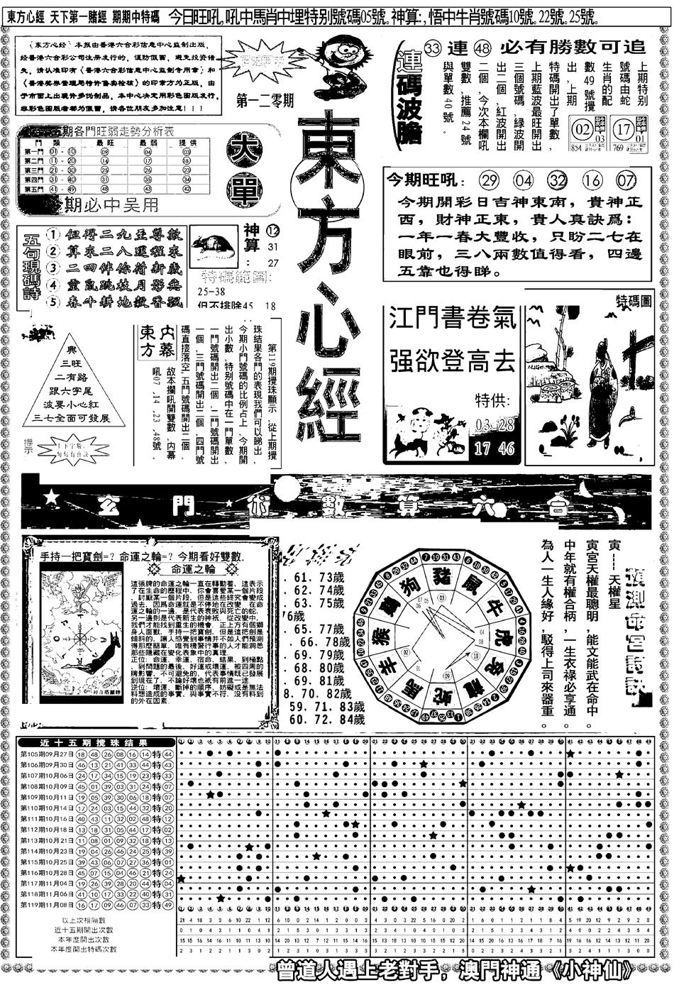 六合彩120期新版东方心经A(黑白)