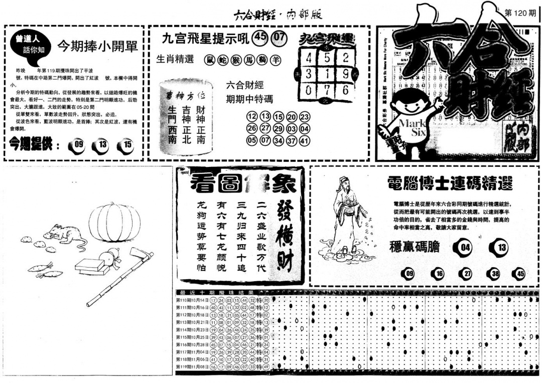 六合彩120期另版中财经A(黑白)
