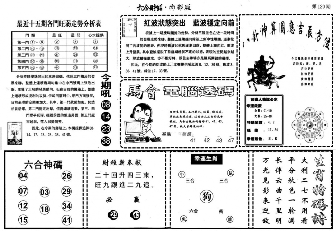 六合彩120期另版中财经B(黑白)