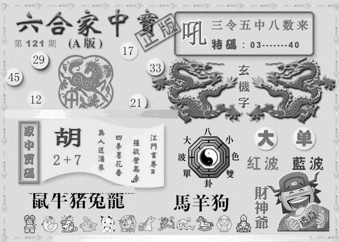 六合彩121期曾神童出世A(黑白)